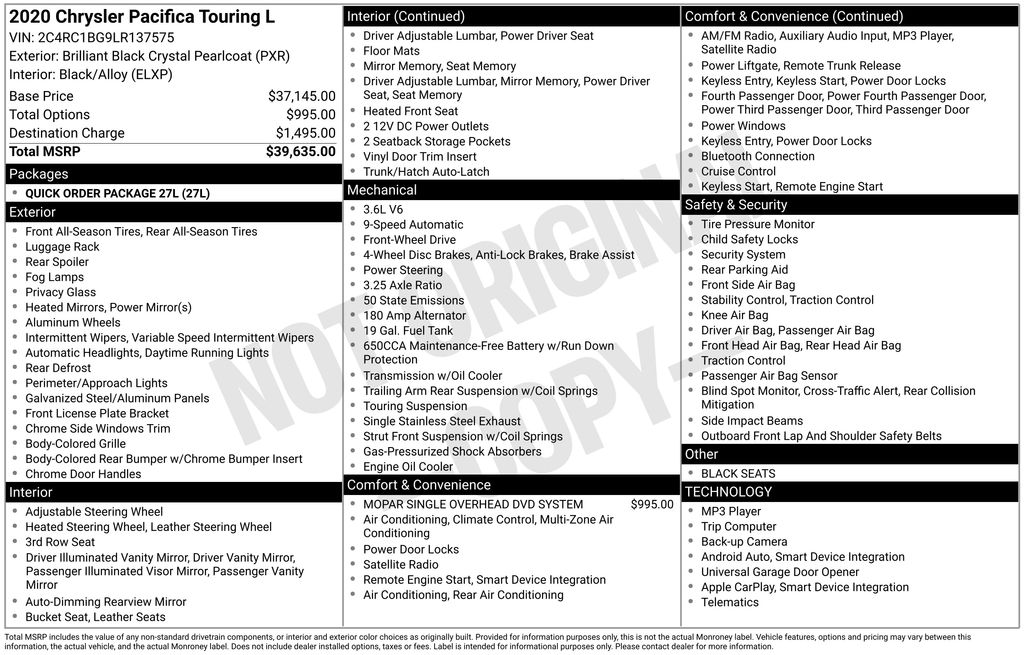 2020 Chrysler Pacifica Touring L's photo