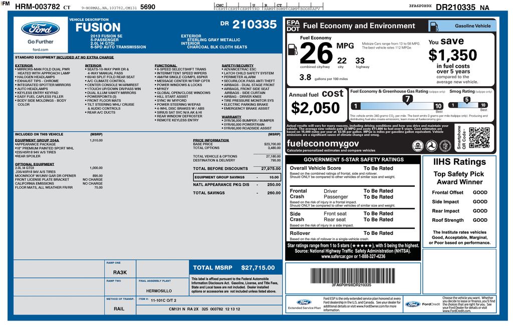 2013 Ford Fusion SE I4 FWD's photo