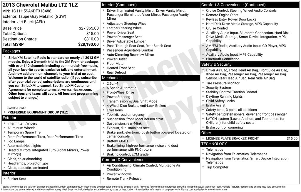 2013 Chevrolet Malibu 1LZ