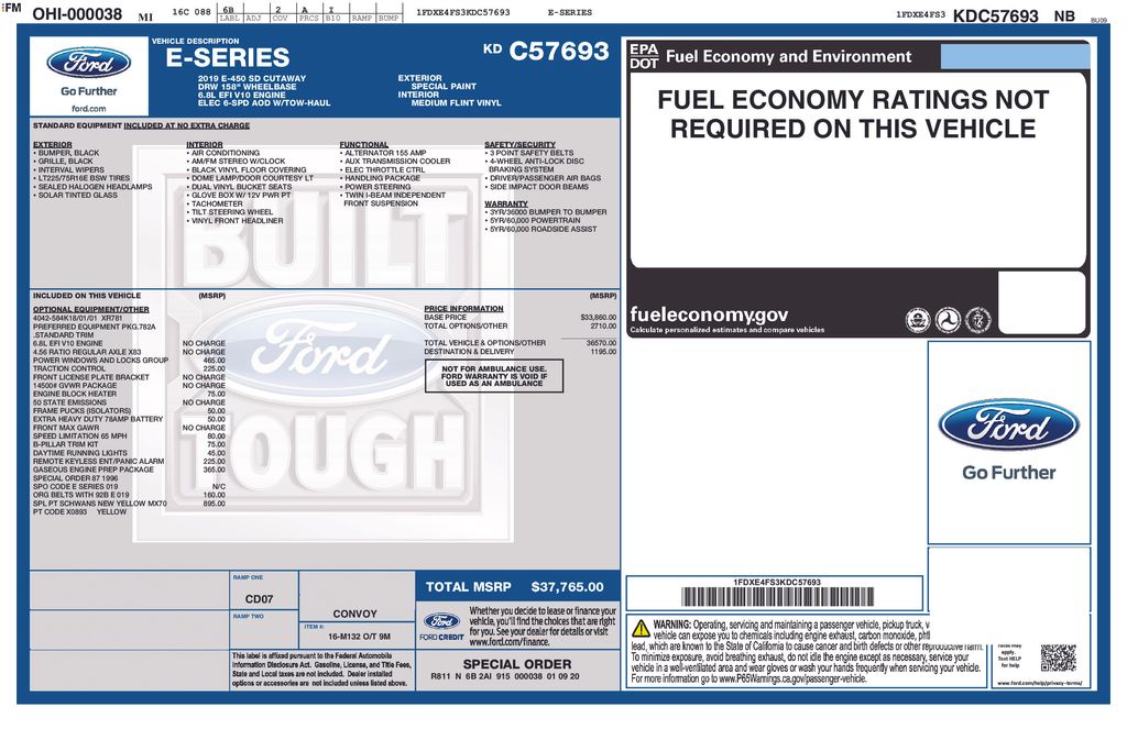 2019 Ford E-Series Cutaway Base