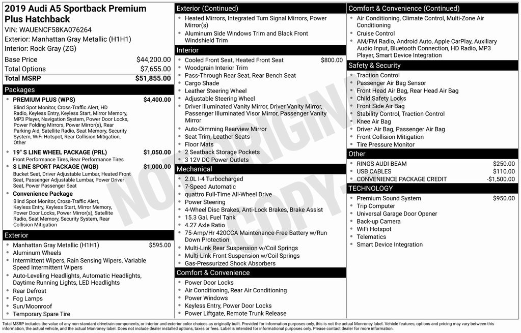 2019 Audi A5 Sportback Premium Plus