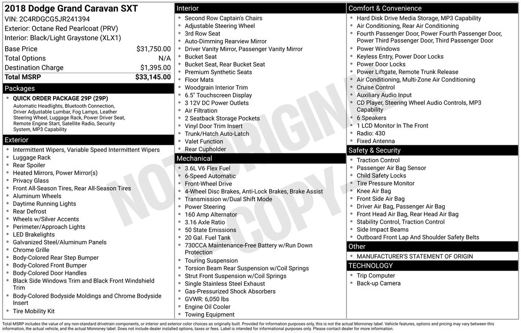 2018 Dodge Grand Caravan SXT's photo