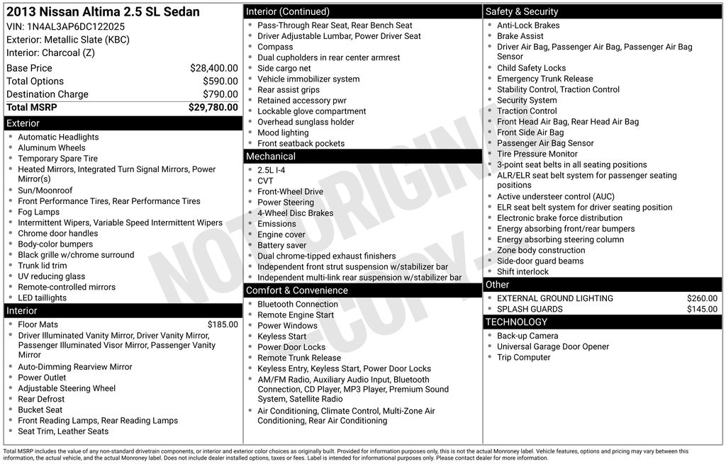 2013 Nissan Altima Sedan SL