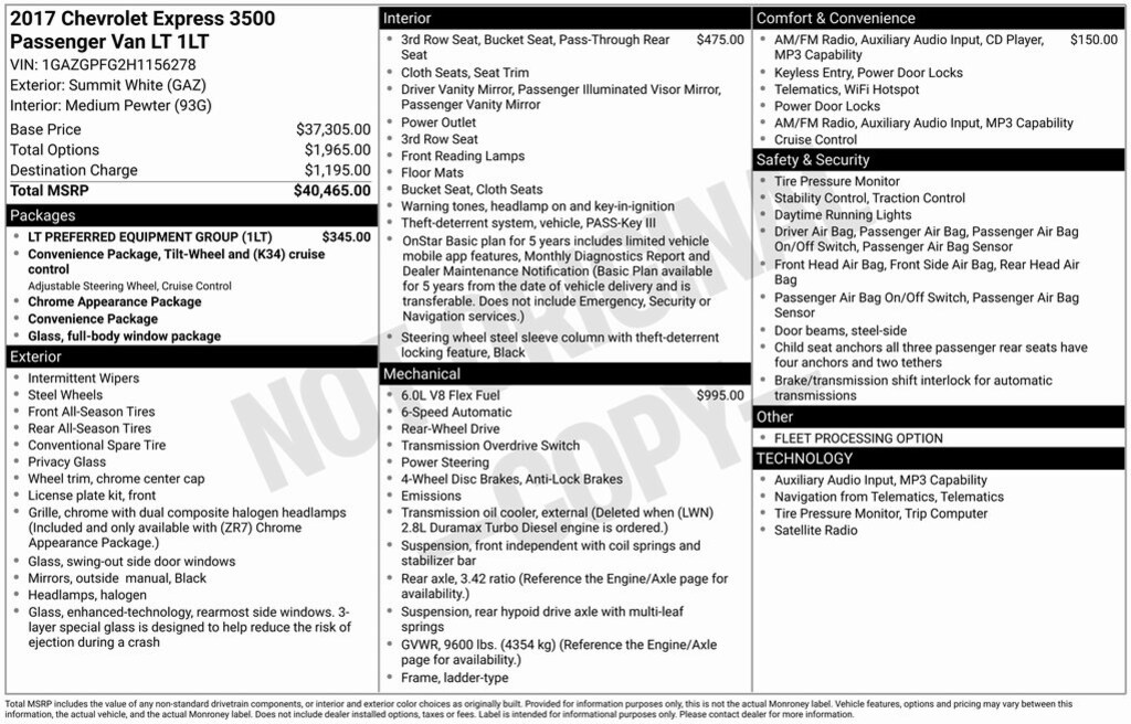 Used 2017 Chevrolet Express 3500 LT Minivan/Van