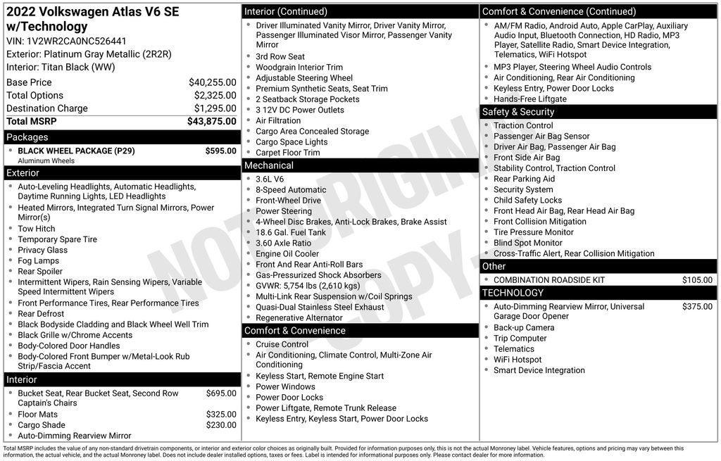 2022 Volkswagen Atlas SE w/Tech