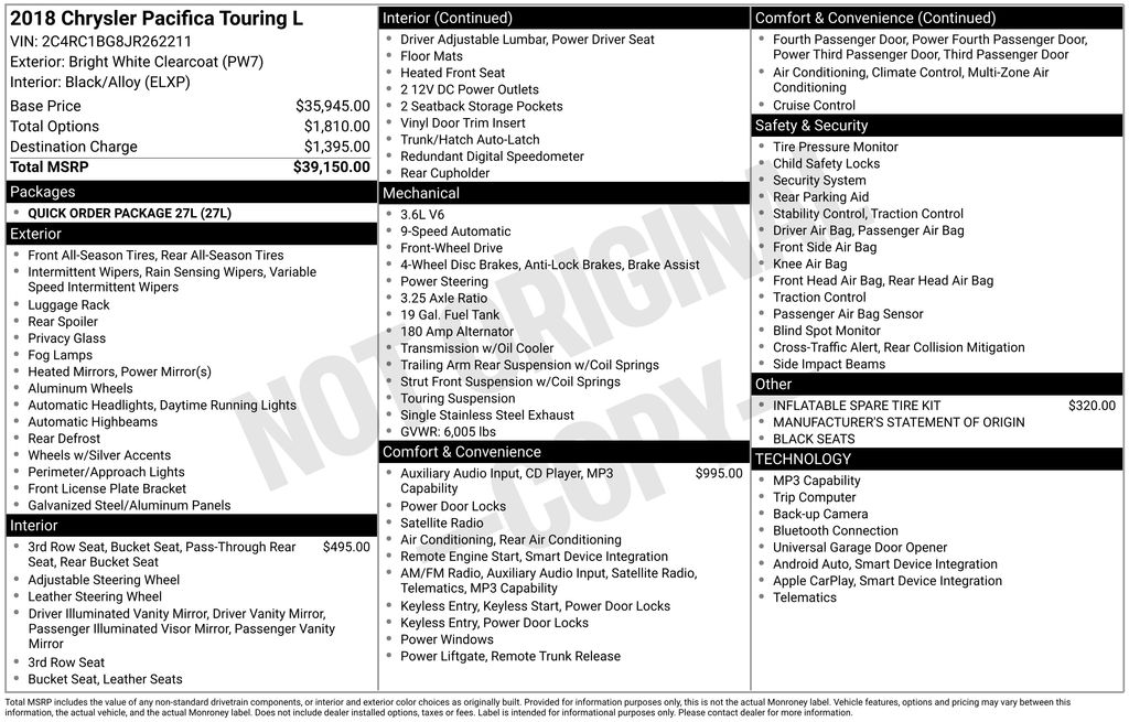 2018 Chrysler Pacifica Touring L's photo