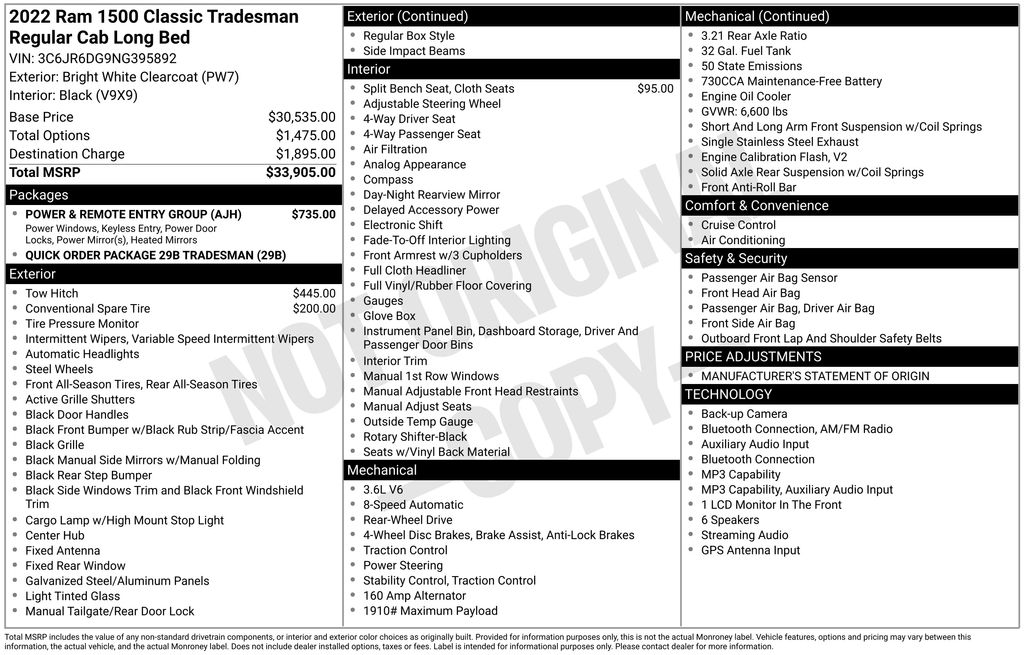 2022 RAM 1500 Classic Tradesman Regular Cab 8''s photo