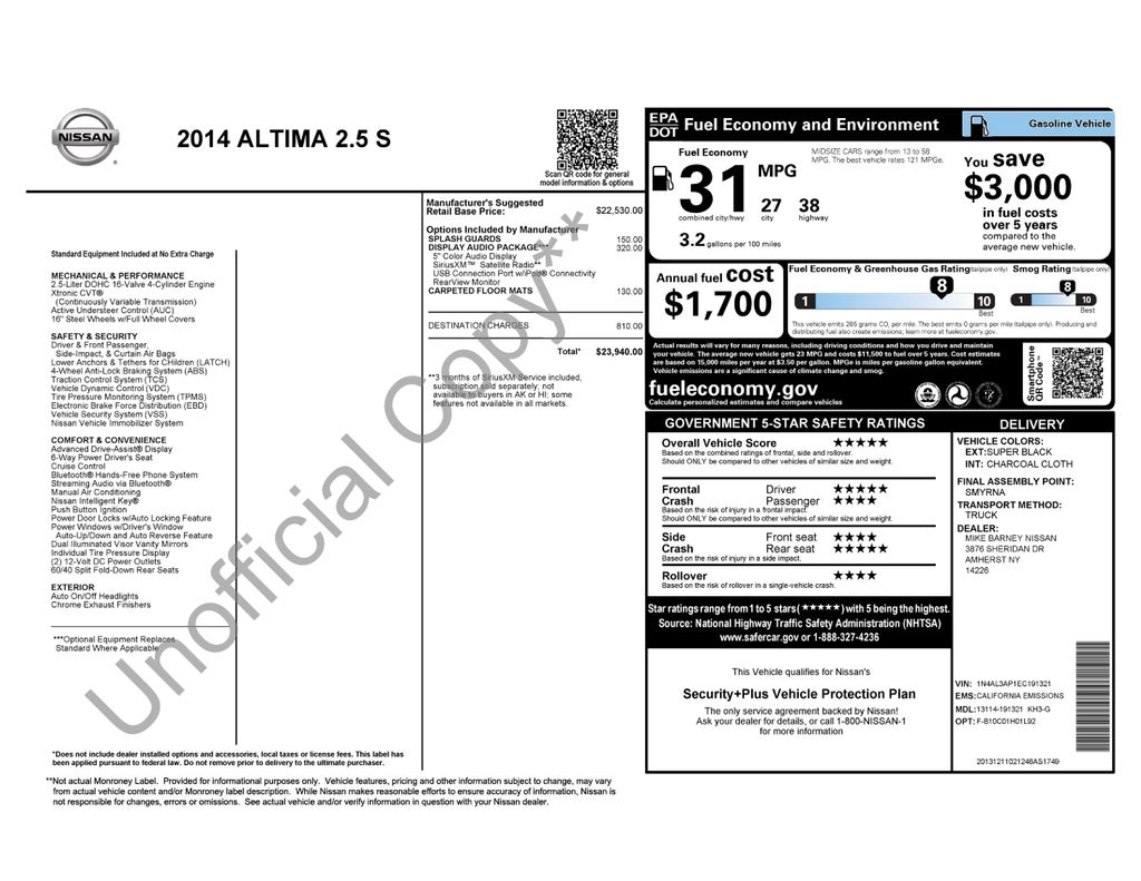 2014 Nissan Altima 2.5 S's photo