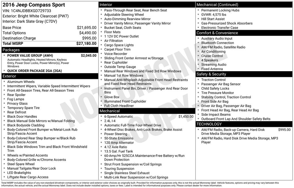 2016 Jeep Compass Sport