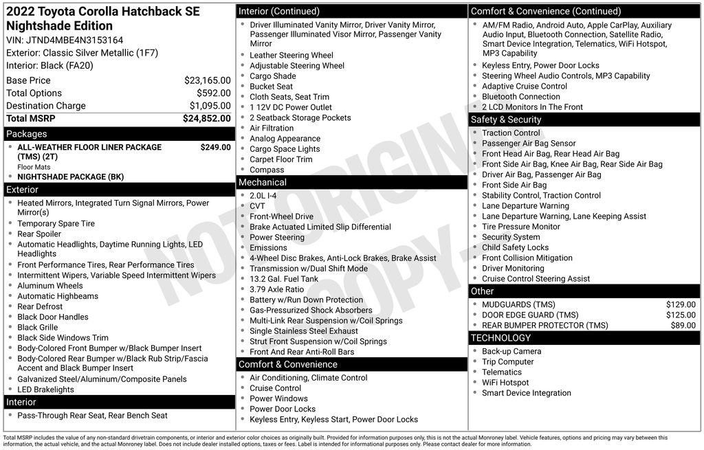 2022 Toyota Corolla Nightshade CVT's photo