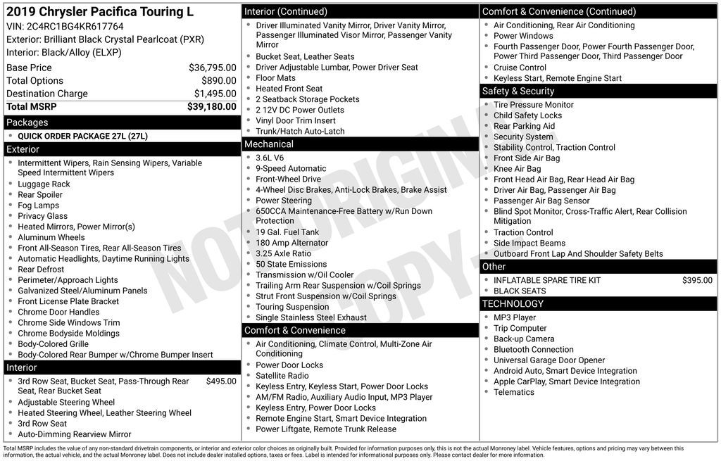 2019 Chrysler Pacifica Touring L