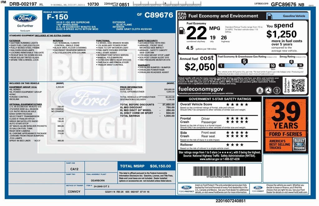 Used 2016 Ford F-150 XL Truck