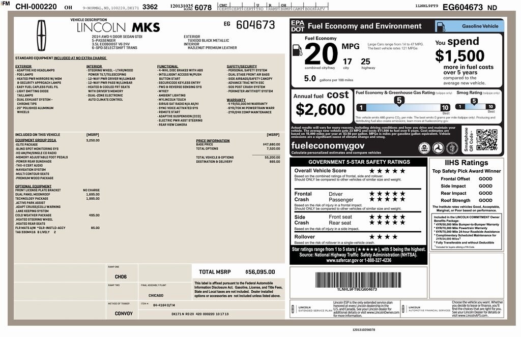 Used 2014 Lincoln MKS Ecoboost Sedan