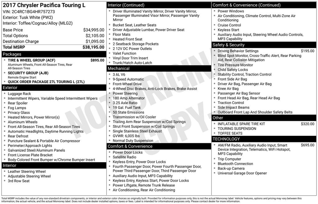 2017 Chrysler Pacifica Touring-L's photo