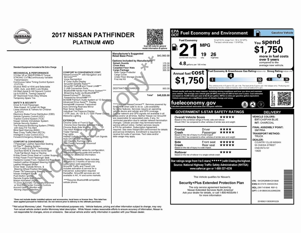 2017 Nissan Pathfinder Platinum