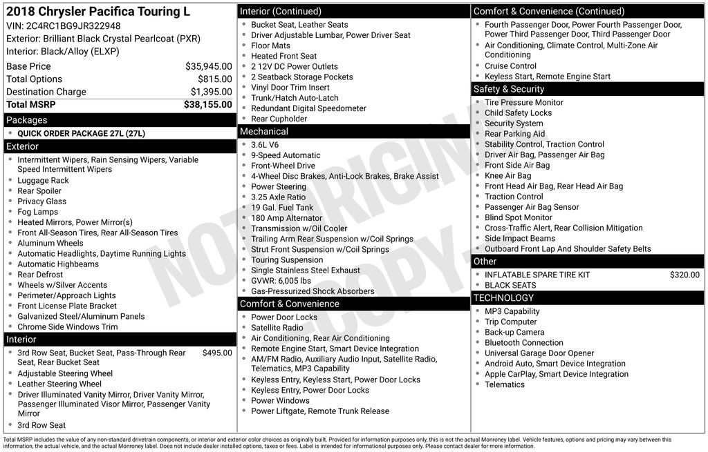 2018 Chrysler Pacifica Touring L's photo