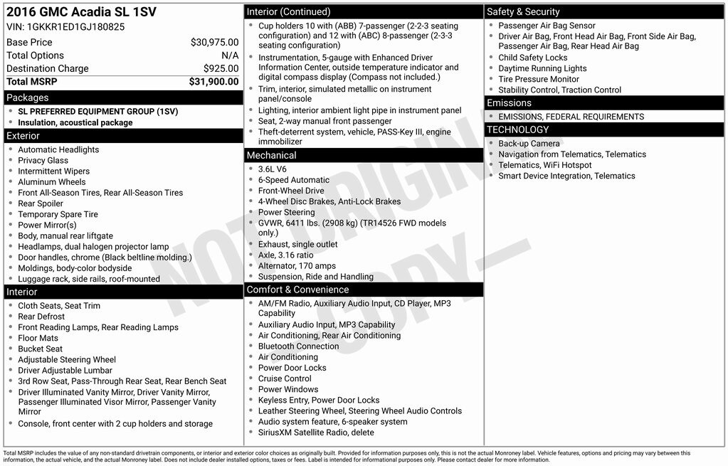 2016 GMC Acadia SL's photo