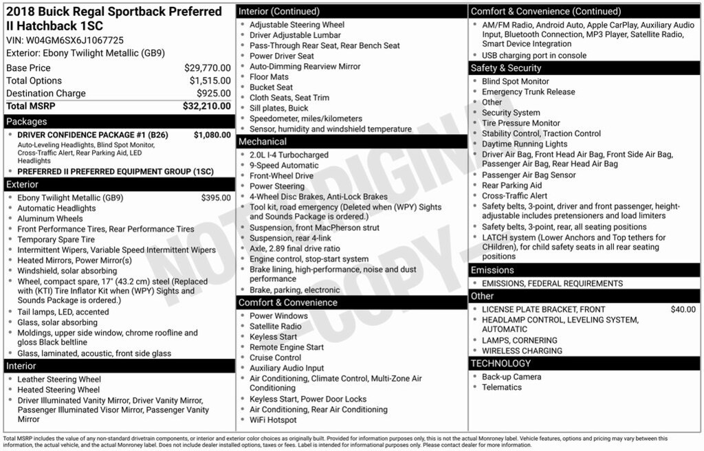 Used 2018 Buick Regal Preferred Hatchback