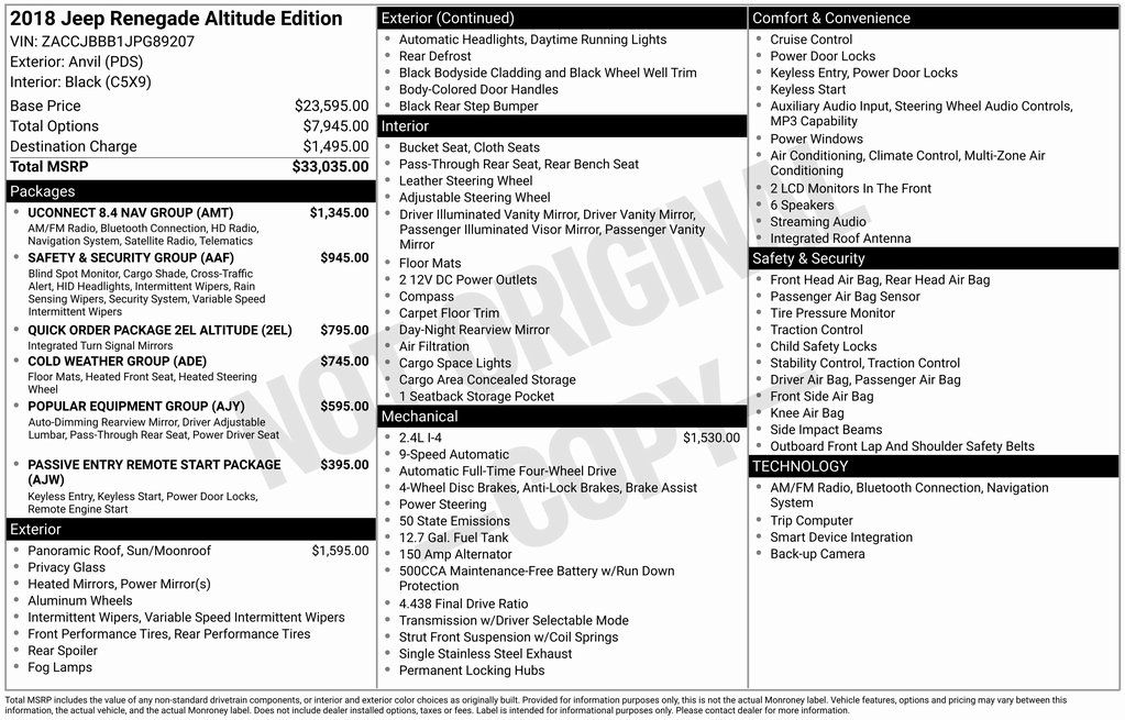 2018 Jeep Renegade Altitude Package