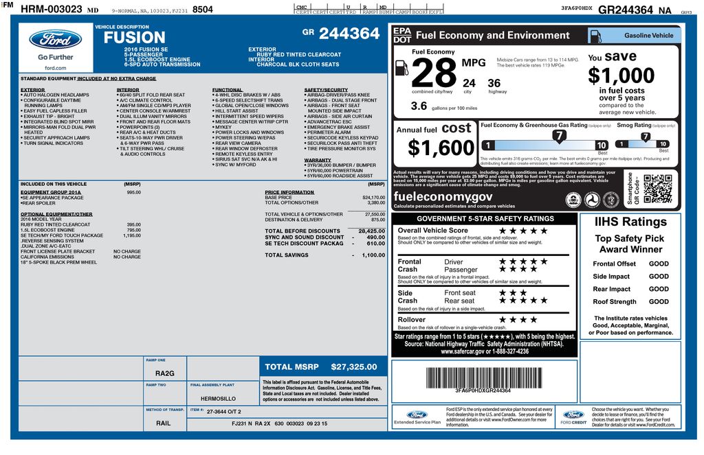 2016 Ford Fusion SE FWD's photo