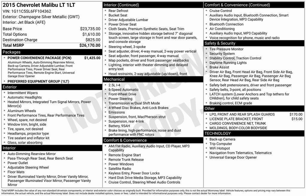 2015 Chevrolet Malibu 1LT