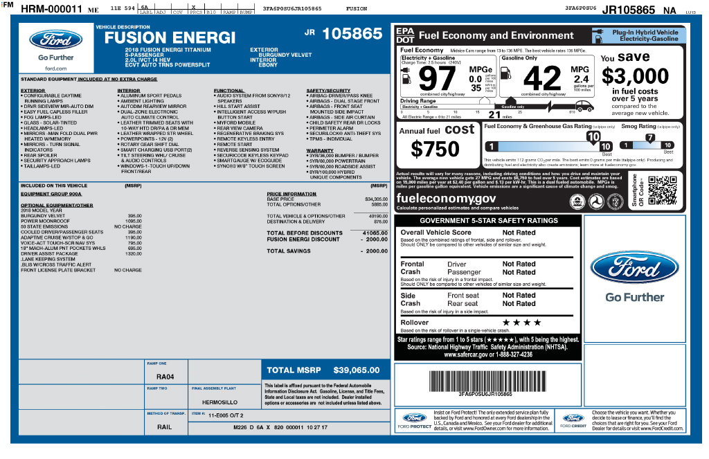2018 Ford Fusion Energi