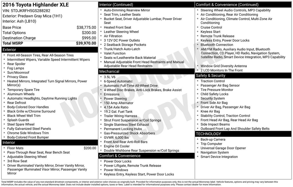2016 Toyota Highlander XLE 4x4 V6's photo