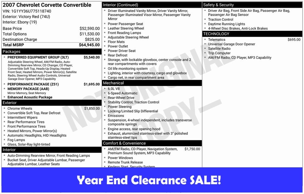 Used 2007 Chevrolet Corvette Base Convertible