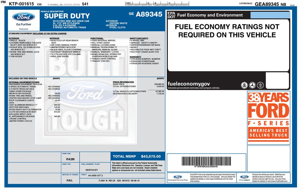 2016 Ford F-350 XL 4x4 Crew Cab 6-1/2' Box SRW's photo
