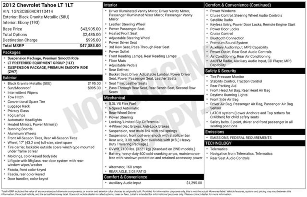 Used 2012 Chevrolet Tahoe LT SUV