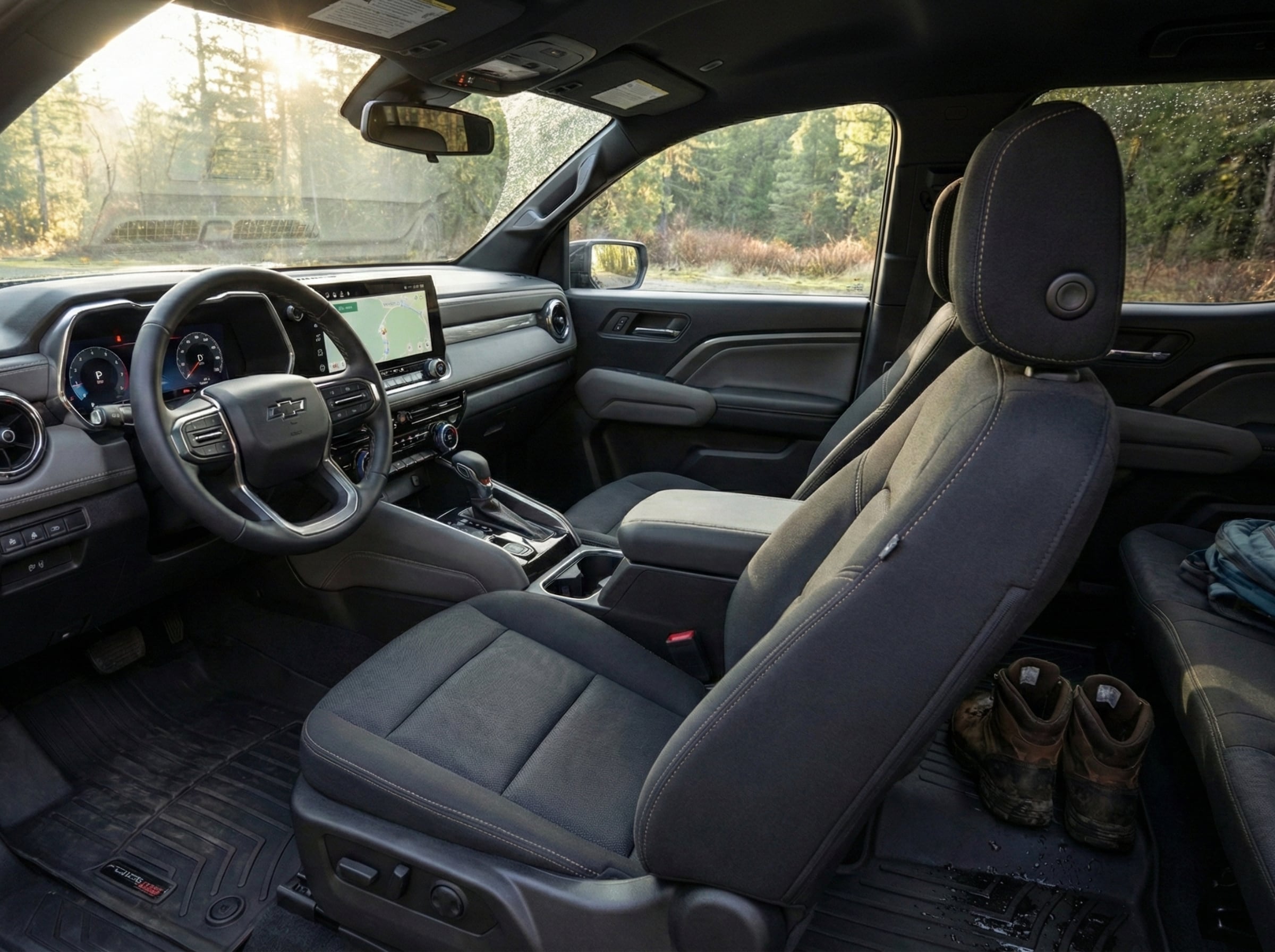 Interior cabin of the 2026 Chevrolet Colorado Trail Boss showing rugged yet comfortable design