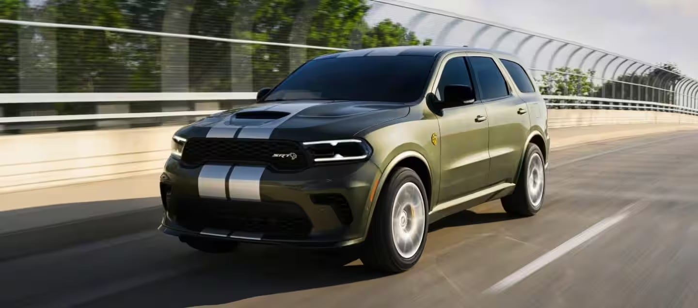 The muscular front profile of the 2026 Dodge Durango.