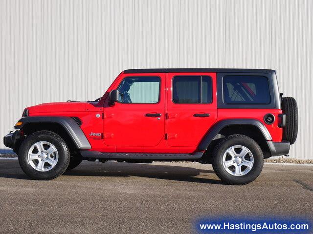 Used 2020 Jeep Wrangler Unlimited Sport S with VIN 1C4HJXDN7LW199211 for sale in Hastings, Minnesota