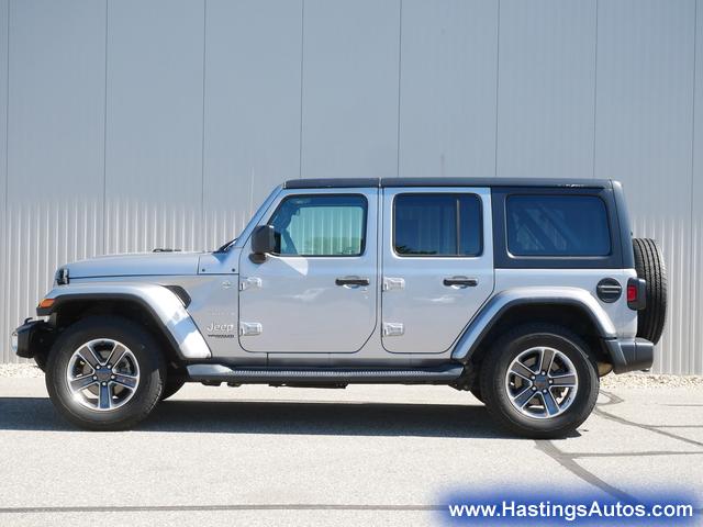 Used 2020 Jeep Wrangler Unlimited Sahara with VIN 1C4HJXEN6LW165176 for sale in Hastings, MN