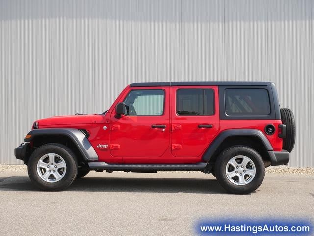 Used 2020 Jeep Wrangler Unlimited Sport S with VIN 1C4HJXDN7LW199211 for sale in Hastings, Minnesota
