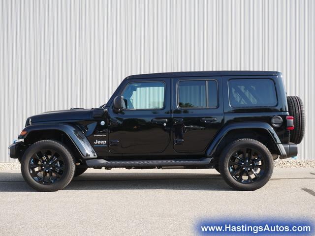 Used 2023 Jeep Wrangler 4xe Sahara 4XE with VIN 1C4JJXP69PW513775 for sale in Hastings, MN