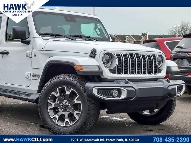 Used 2024 Jeep Wrangler 4-Door Sahara with VIN 1C4PJXEG2RW217716 for sale in Plainfield, IL
