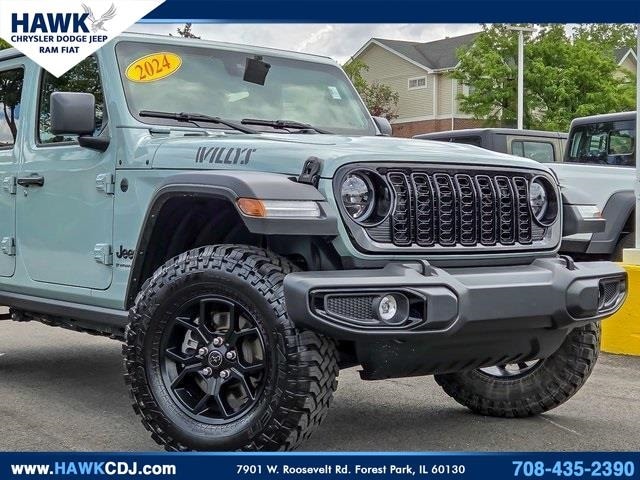 Used 2024 Jeep Wrangler 4-Door Willys with VIN 1C4PJXDGXRW342822 for sale in Plainfield, IL
