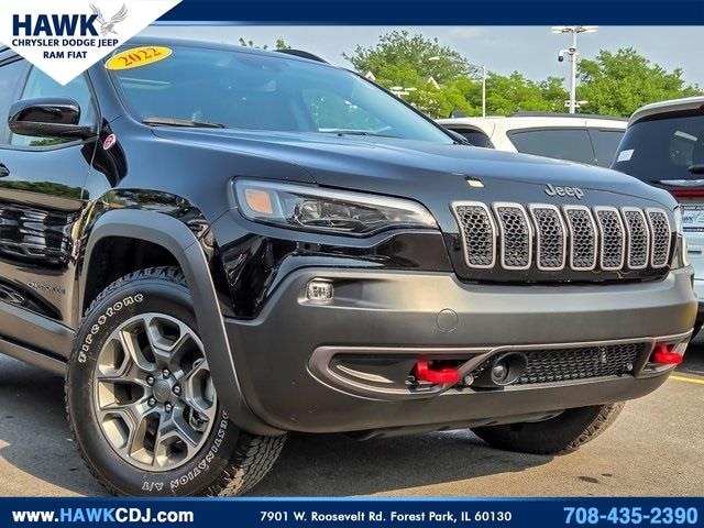 Certified 2022 Jeep Cherokee Trailhawk with VIN 1C4PJMBX4ND506847 for sale in Plainfield, IL
