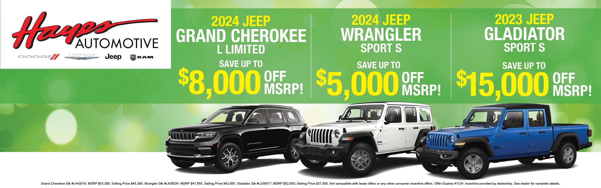 New Vehicle Specials Hayes Chrysler Dodge Jeep Ram of Lawrenceville
