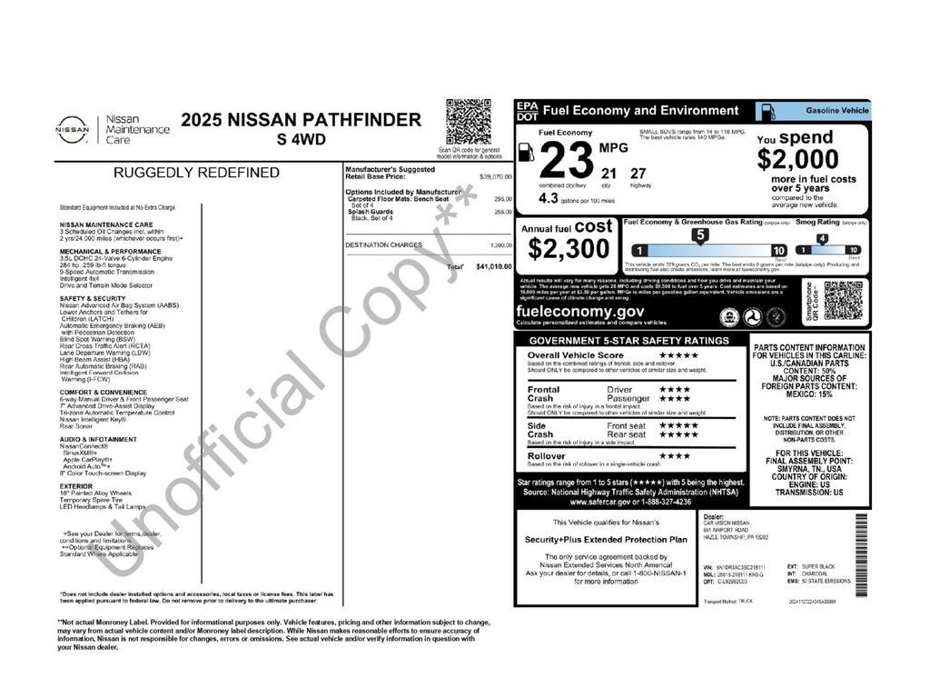 New 2025 Nissan Pathfinder S SUV