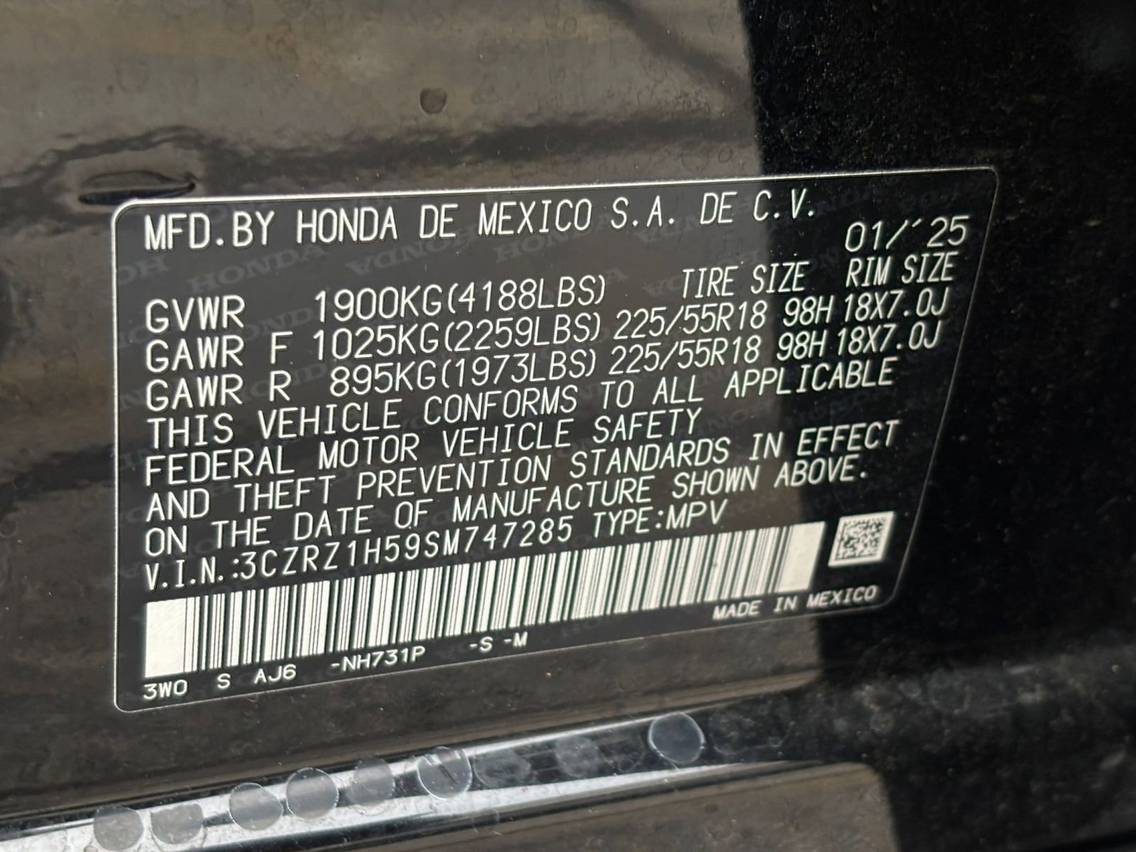 Used 2025 Honda HR-V For Sale at Hertz Car Sales | VIN