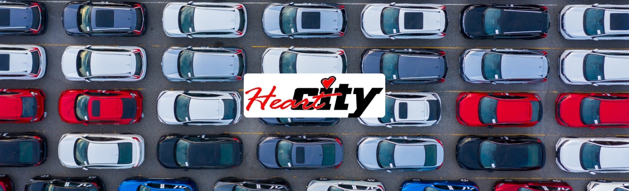 Heart City Toyota's used car lot in Elkhart, Indiana, showcasing a variety of quality pre-owned vehicles