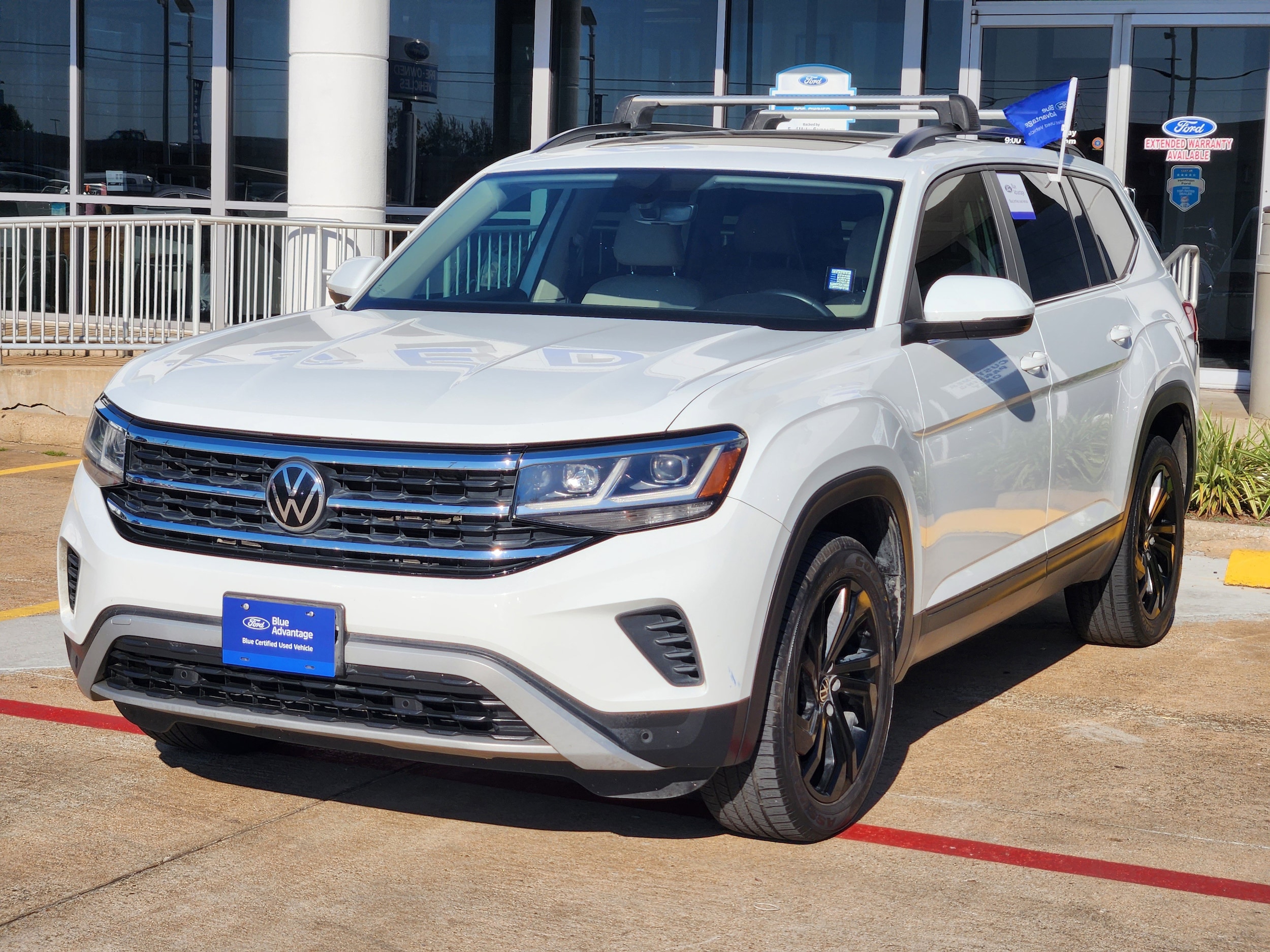 Certified 2021 Volkswagen Atlas SE w/Tech with VIN 1V2JR2CA6MC587625 for sale in Meadows Place, TX