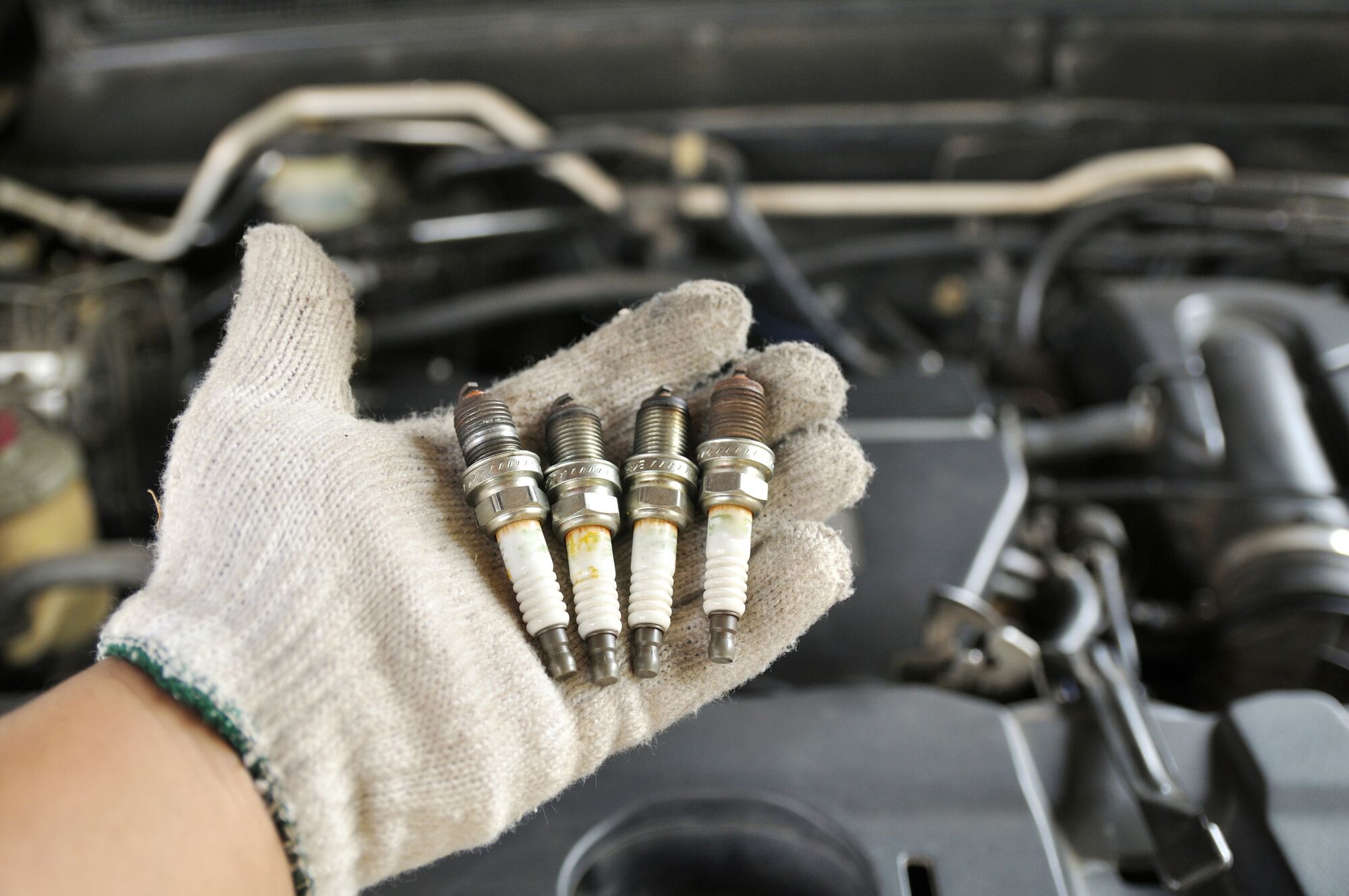 Spark plugs in display