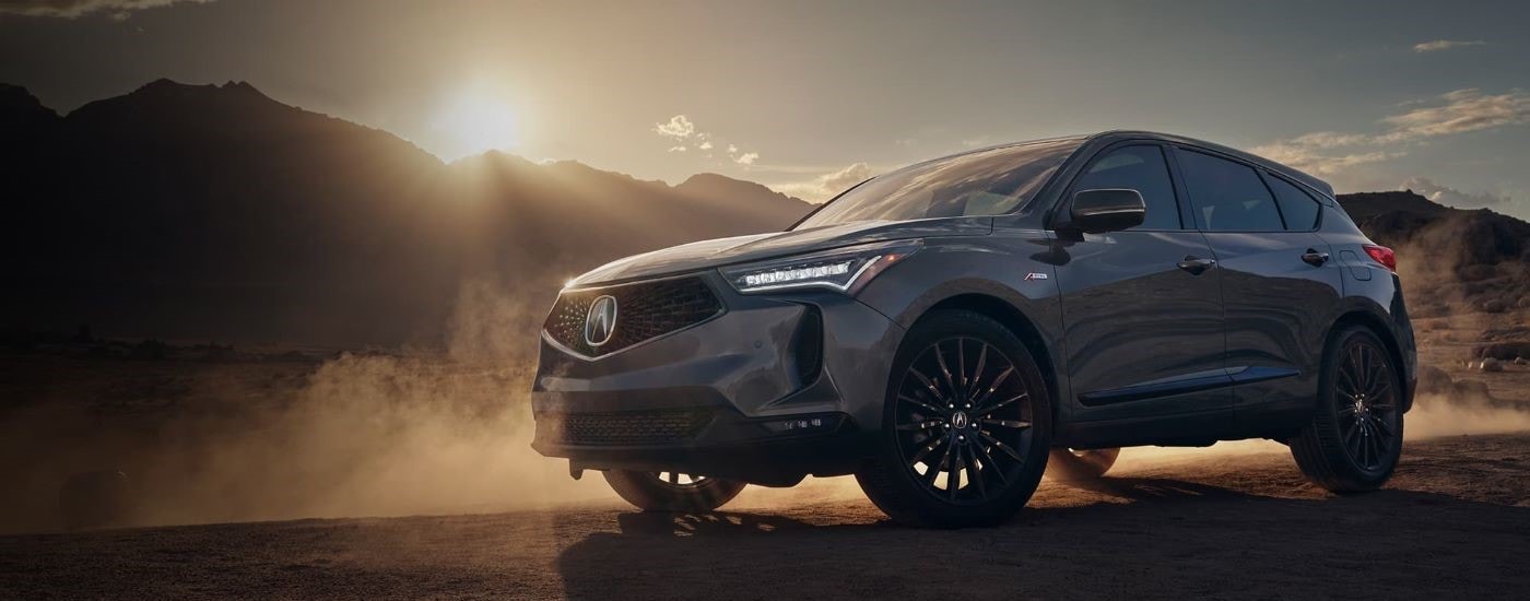 Grey 2022 Acura RDX parked at an angle off-road