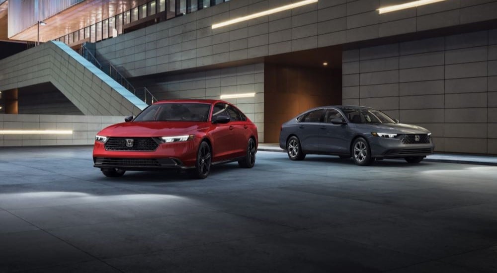 Red 2023 Honda Accord Sport-L Hybrid grey LX parked near stairs