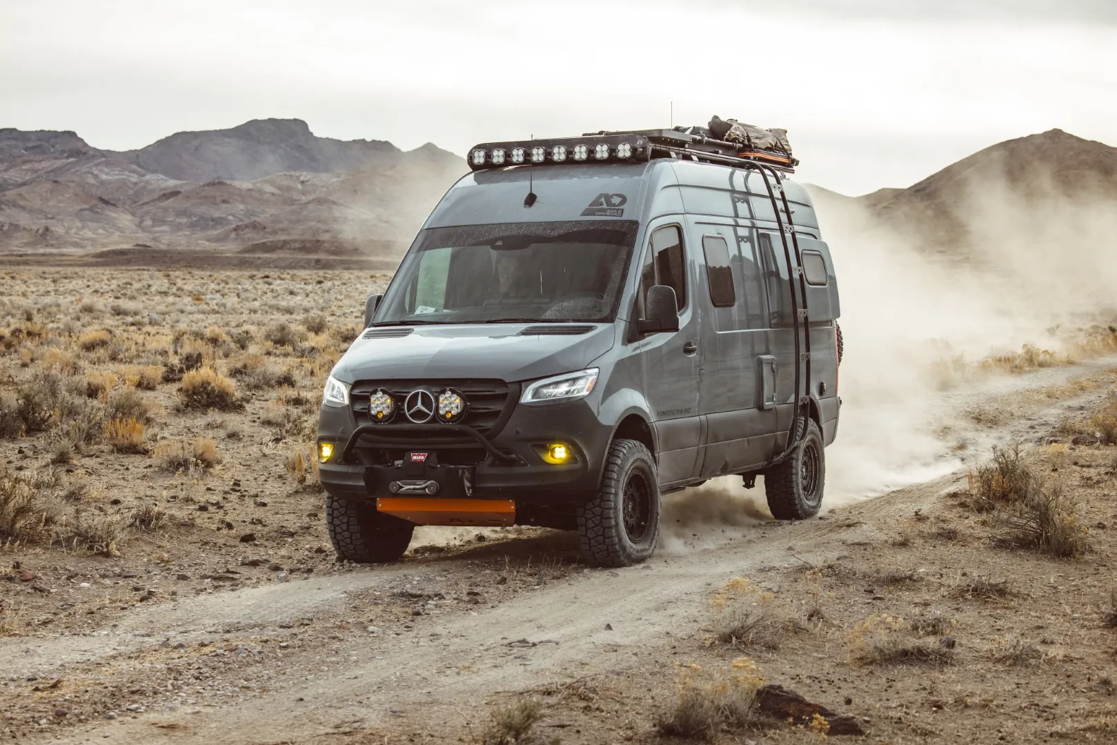 Roof rack installed on Mercedes-Benz Sprinter van