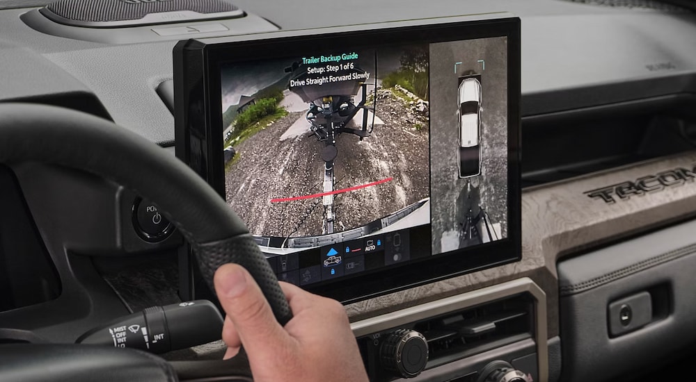 The trailer backup guide camera on the screen of a 2024 Toyota Tacoma.