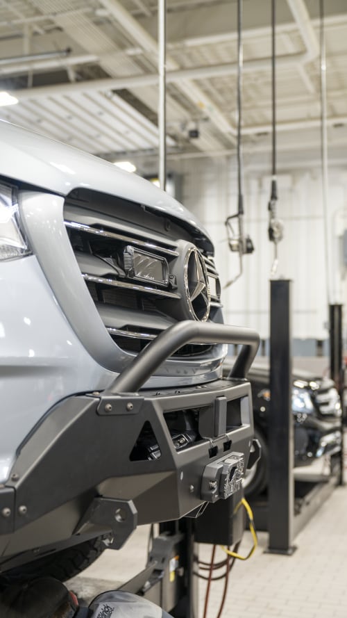 Agile Off-Road Telluride winch bumper installed on 2019+ VS30 Mercedes-Benz Sprinter van